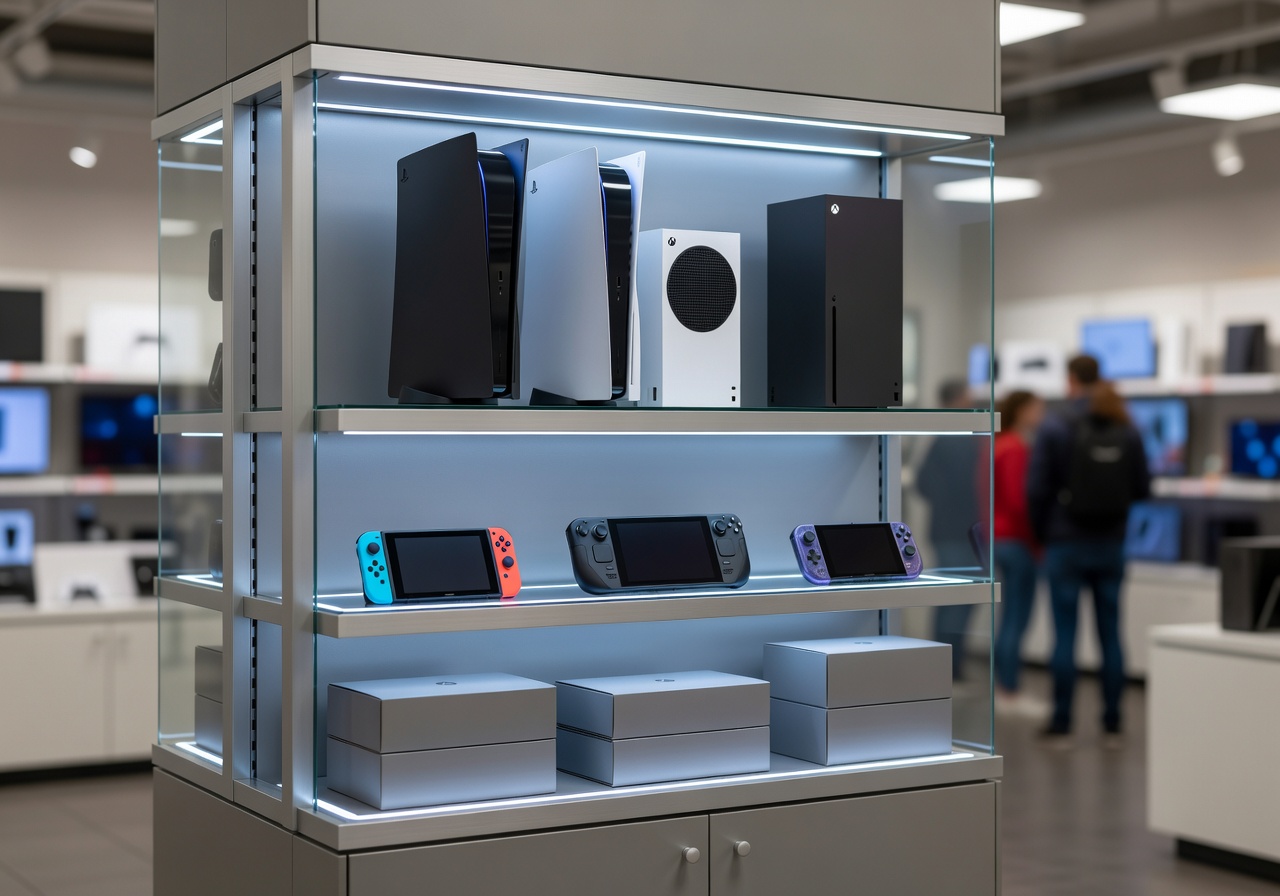 MediaMarkt gaming consoles display