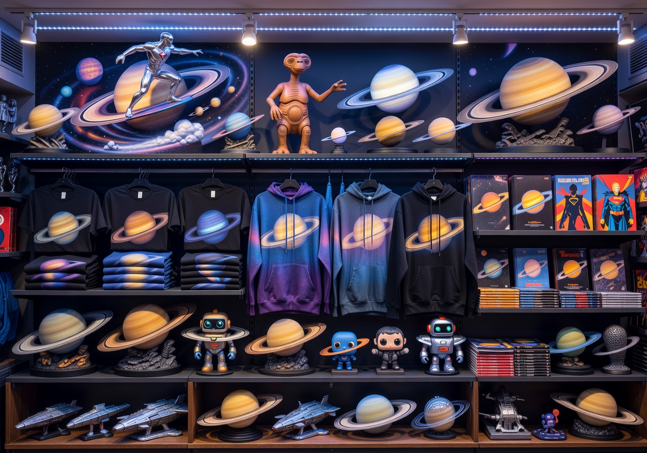 Saturn pop culture merch section